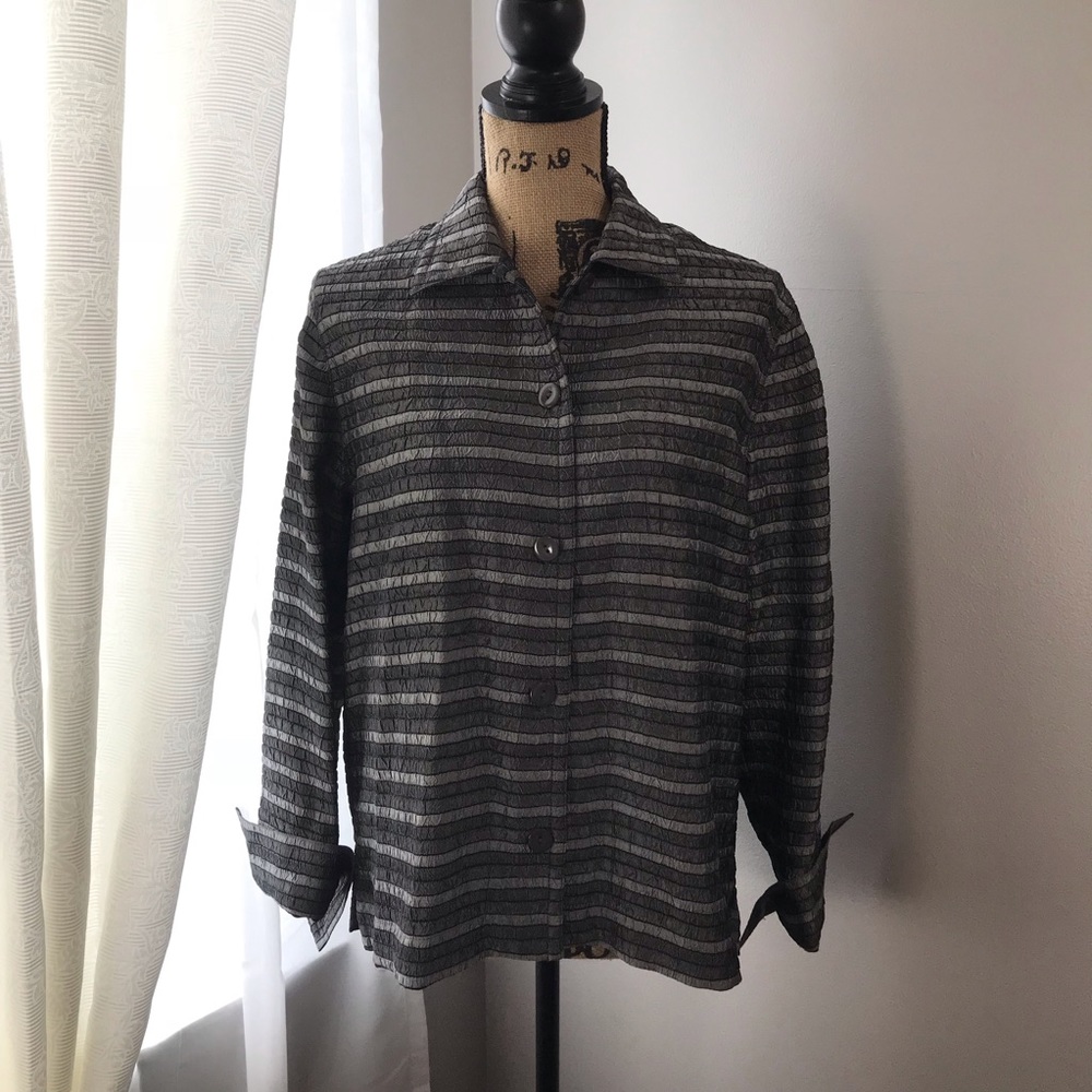 Easy Spirit Career Blazer Jacket Metallic Gray